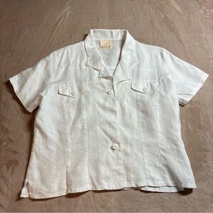 R.A.G Linen Minimalist Resort Button Shirt White Summer Top Women’s Small